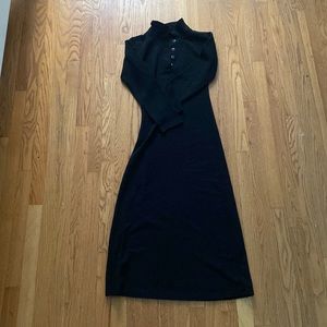 Long sleeve button up black dress
